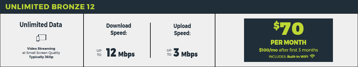 Unlimited Bronze 12 + WiFi, $70 per month
